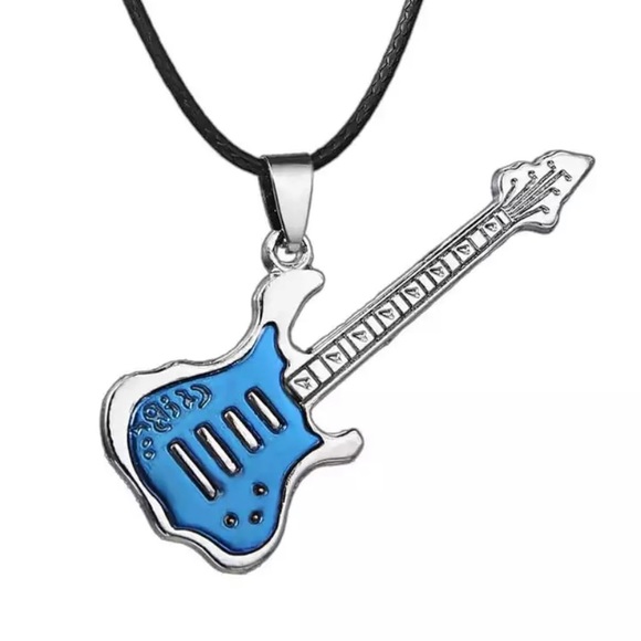 Leather Chain Guitar Necklace - Picture 2 of 3